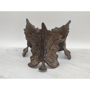 Vintage Cast Iron Leaves Plant Stand Candle Orb Holder Clawfoot Tripod Three Leg